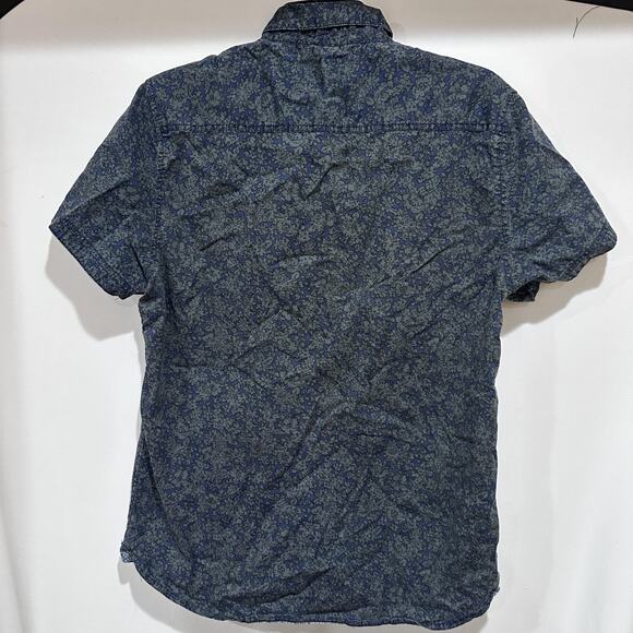 paperdenim&cloth Shirt Mens L Blue Floral Short Sleeve Button Down Slim Fit HOLE - Picture 3 of 7